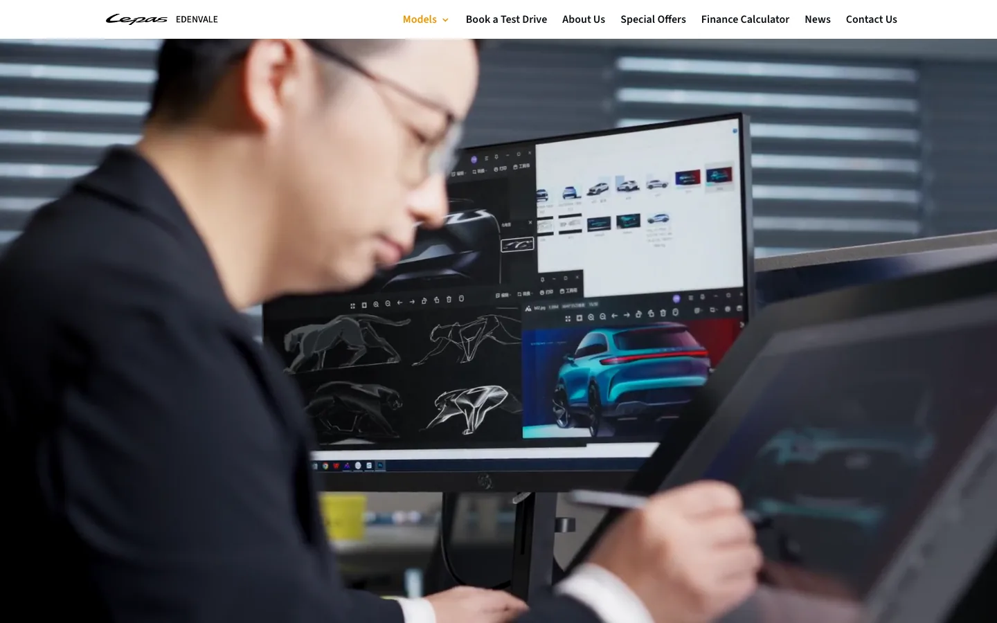 The Lepas Edenvale website home page, showing the Lepas vehicle range